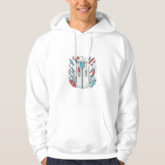 Healthcare Hero Hoodie – Vial & Syringe Art  パーカ (正面)