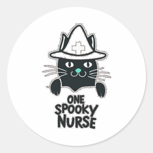 Healthcare Hero with Nine Lives - 1つの不気味ナース ラウンドシール (正面)
