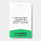 Healthcare Nurse Photo ID Badge Card バッジ (裏面)