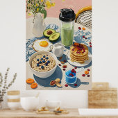 Healthy Breakfast gym Food Kitchen Pancakes Cozy ポスター (キッチン)