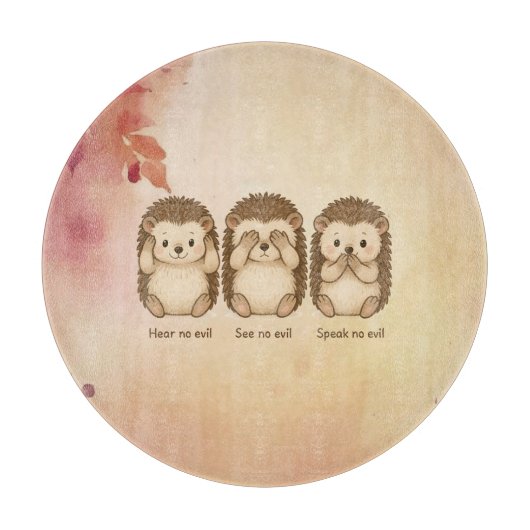hear, see and speak no evil cute Hedgehogs カッティングボード (正面)