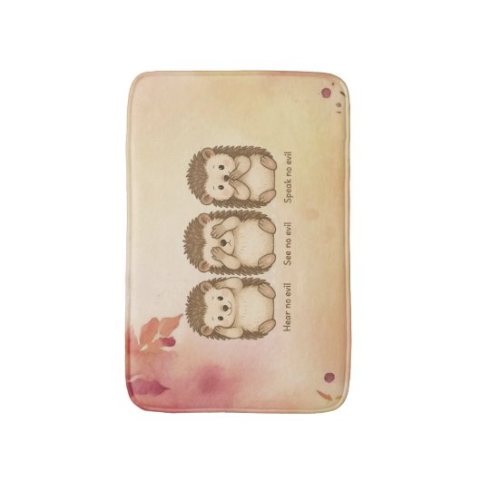 hear, see and speak no evil cute Hedgehogs バスマット (正面縦)
