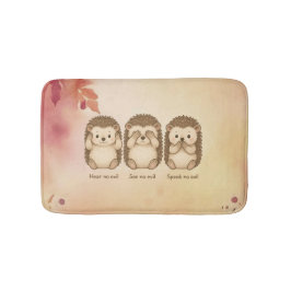 hear, see and speak no evil cute Hedgehogs バスマット