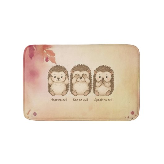 hear, see and speak no evil cute Hedgehogs バスマット (正面)