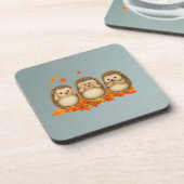 hear, see and speak no evil Hedgehogs leafs コースター (左側)