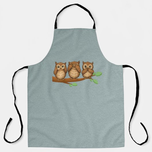 Hear, See, and Speak No Evil Owls エプロン (正面)