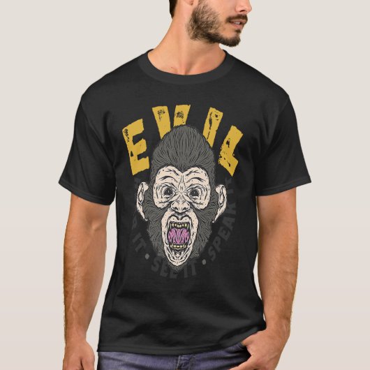Hear, See, Speak Evil Chimp Tシャツ (正面)