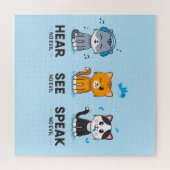 Hear See Speak No Evil Cats Puzzle (20x20) ジグソーパズル (横)