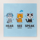 Hear See Speak No Evil Cats Puzzle (20x20) ジグソーパズル (縦)