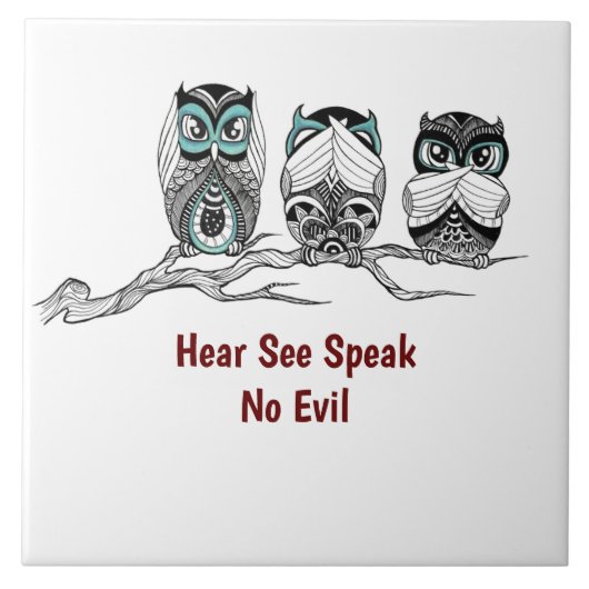 Hear See Speak No Evil Owls タイル (正面)