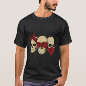 Hear See Speak No Evil Skull Heads Tシャツ (正面)