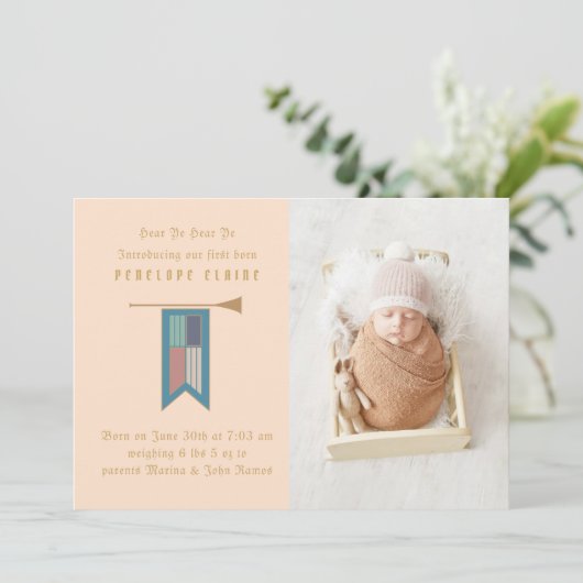 Hear Ye中世の写真誕生の発表 招待状 (スタンド正面)