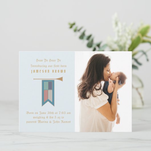 Hear Ye中世の写真誕生の発表 招待状 (スタンド正面)