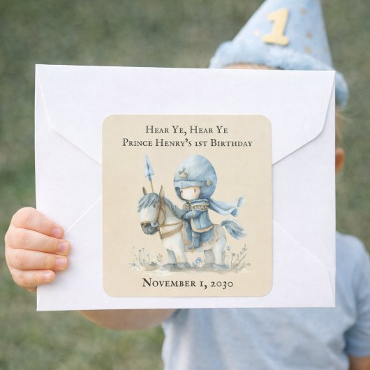 Hear Ye, Hear Ye 男の子の1歳の誕生日 スクエアシール