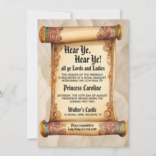 Hear Ye, Hear Ye! Medieval Royal Birthday 招待状 (正面)