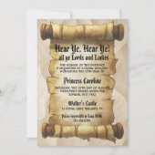 Hear Ye Medieval Renaissance Royal Birthday 招待状 (正面)