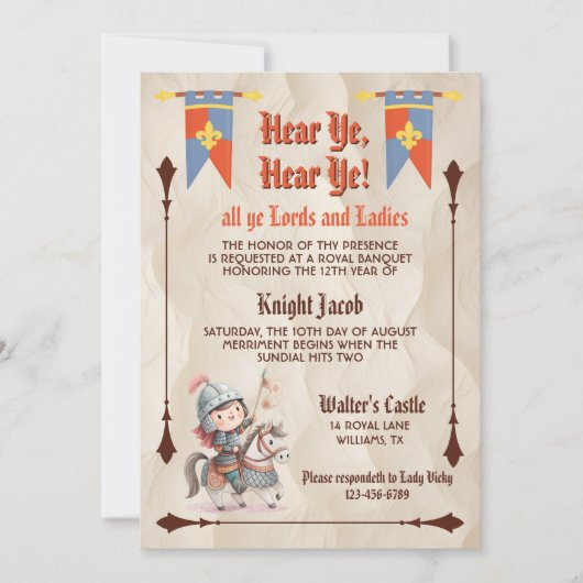 Hear Ye Medieval Renaissance Royal Birthday 招待状 (正面)