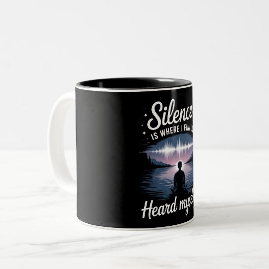 Hear Yourself - Surreal Lakeside Reflection Mug ツートーンマグカップ (正面左)