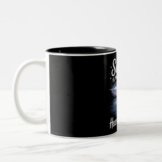 Hear Yourself - Surreal Lakeside Reflection Mug ツートーンマグカップ (左)
