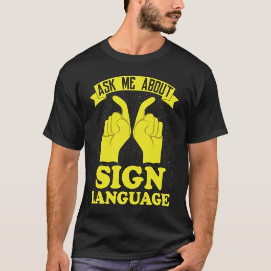 Hearing Aid Deaf Pride ASL Hand Sign Language Tシャツ (正面)