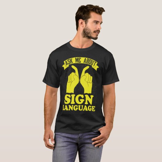 Hearing Aid Deaf Pride ASL Hand Sign Language Tシャツ (正面フル)