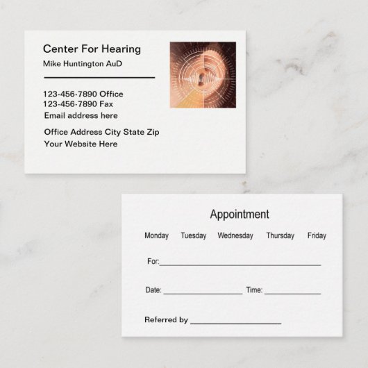 Hearing Aids ENT Appointment Business Cards 名刺 (正面/裏面)