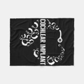 Hearing Loss Awareness Love Cochlear Implant Asl H フリースブランケット (正面(横))