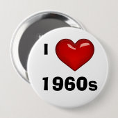 (HEART)で大好き 1960年代 編集可能 缶バッジ (正面&裏面)