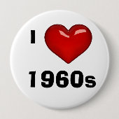 (HEART)で大好き 1960年代 編集可能 缶バッジ (正面)