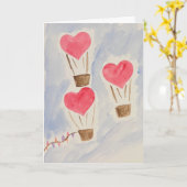 Heart Air Balloons Valentine's Day Card カード (黄色い花)