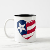 Heart America Patriotic Mug | USA Flag Heart ツートーンマグカップ (左)