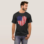 Heart American Patriotic Armed Forces Usa Flag Mem Tシャツ (正面フル)