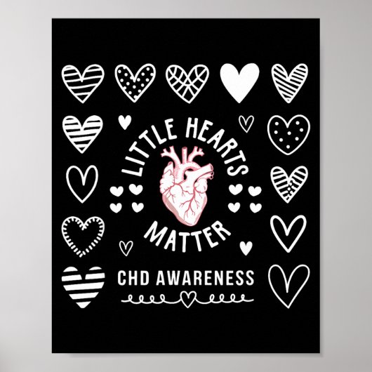 Heart Anatomy Valentine Little Heart Chd Awareness ポスター (正面)