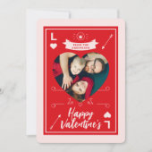 Heart and Love Red Pink Valentine's Family Photo カード (正面)