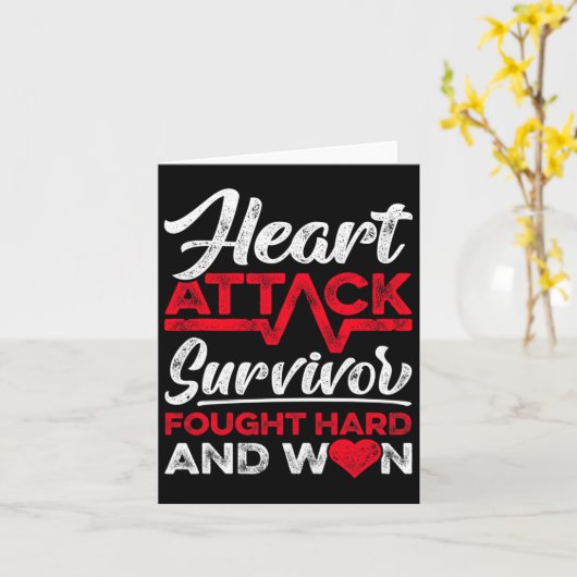 Heart Attack Survivor Faught Hard And Won Red Ribb カード (黄色い花)