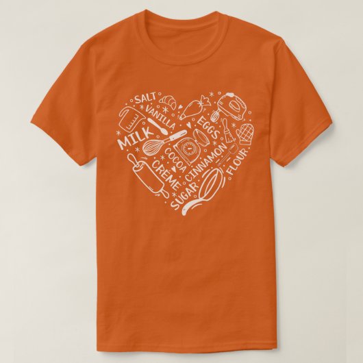 Heart Bake Baker Confectioner Baking Utensils Baki Tシャツ (デザイン正面)