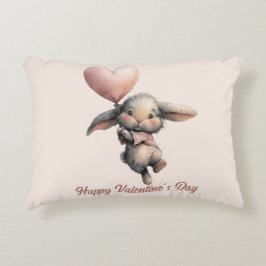 Heart Balloon Bunny for Valentines アクセントクッション