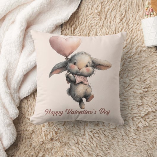 Heart Balloon Bunny for Valentines クッション (ブランケット)