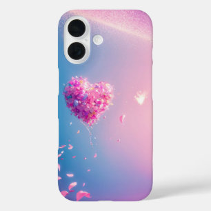 Heart Balloon Cherry Petals Dreamy Gradient Phone  iPhone 16ケース