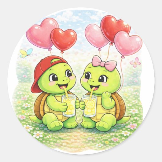 Heart Balloons ラウンドシール (正面)