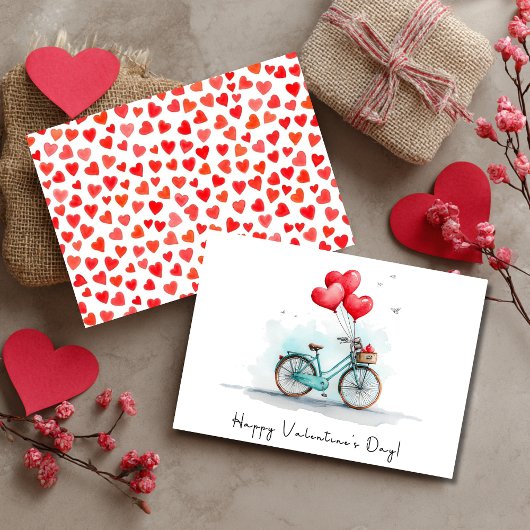 Heart Balloons & Bike Valentine's Day シーズンカード