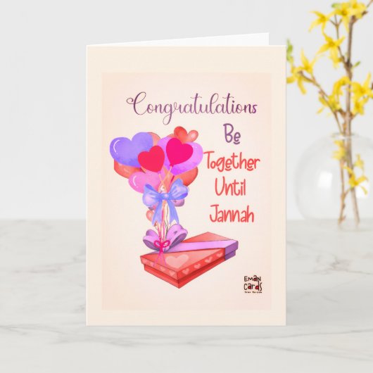 Heart Balloons Engagement Card カード (黄色い花)