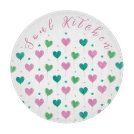 Heart Balloons Green Pink Star Pattern Cute カッティングボード