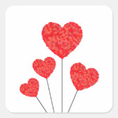 Heart Balloons Illustration Design スクエアシール (正面)