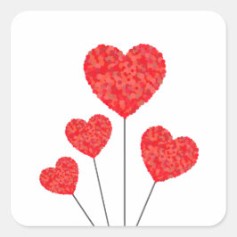 Heart Balloons Illustration Design スクエアシール