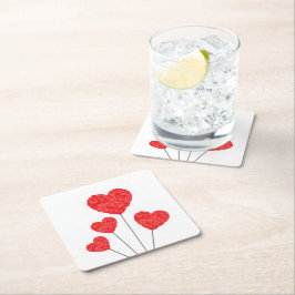 Heart Balloons Illustration Design スクエアペーパーコースター