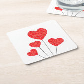 Heart Balloons Illustration Design スクエアペーパーコースター (アングル)