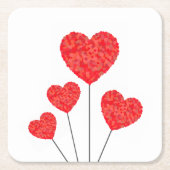 Heart Balloons Illustration Design スクエアペーパーコースター (正面)