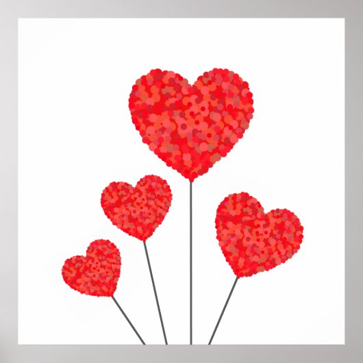 Heart Balloons Illustration Design ポスター (正面)