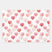 Heart Balloons Pink Red Butterflies Birthday ラッピングペーパーシート (正面2)